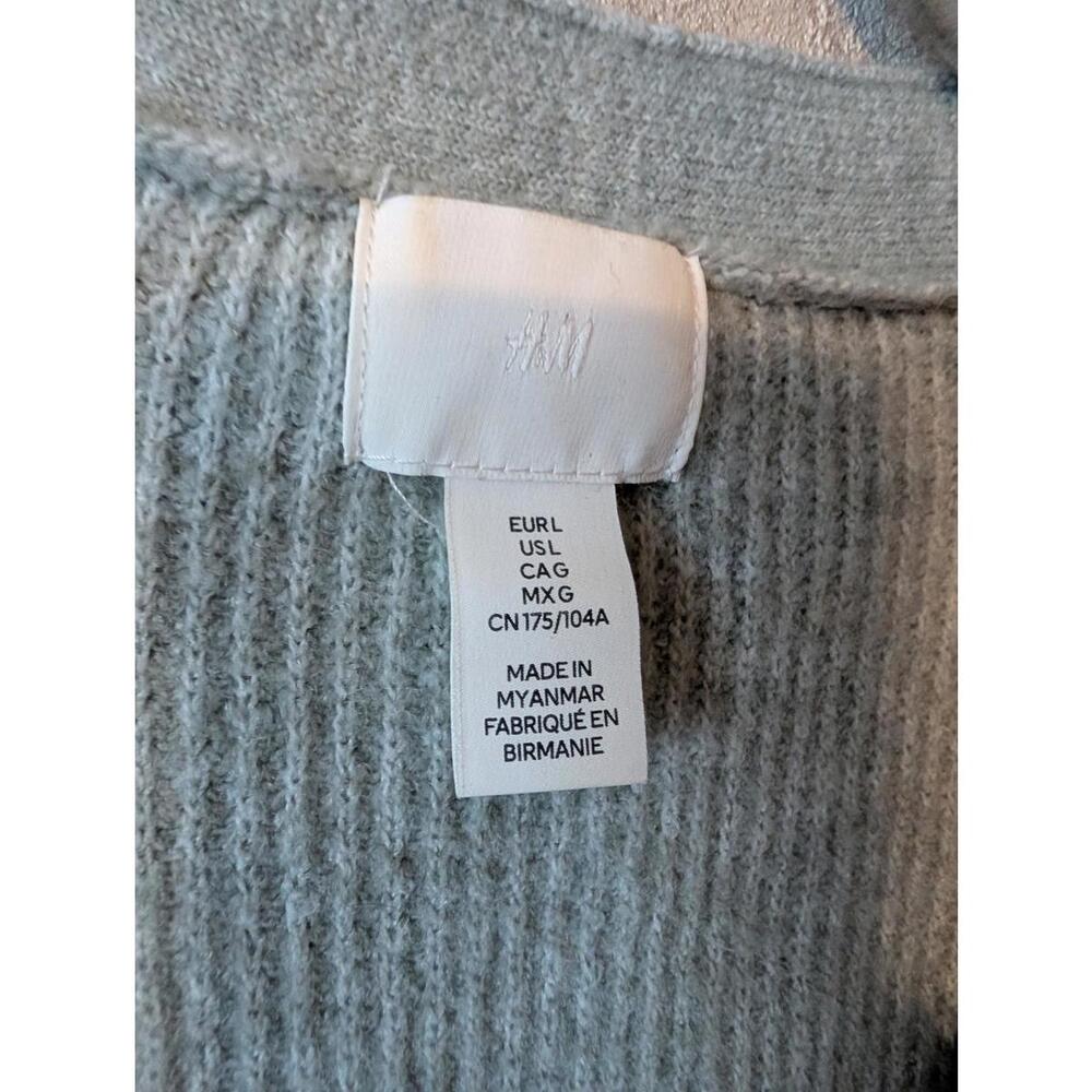 H&M sage green beaded bow button cardigan sz L - Picture 5 of 6